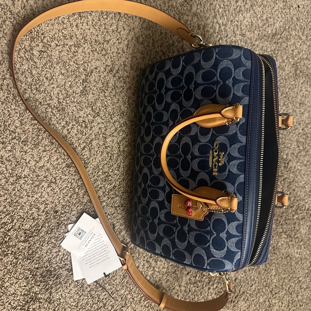 Coach Blue Denim Large Rowan